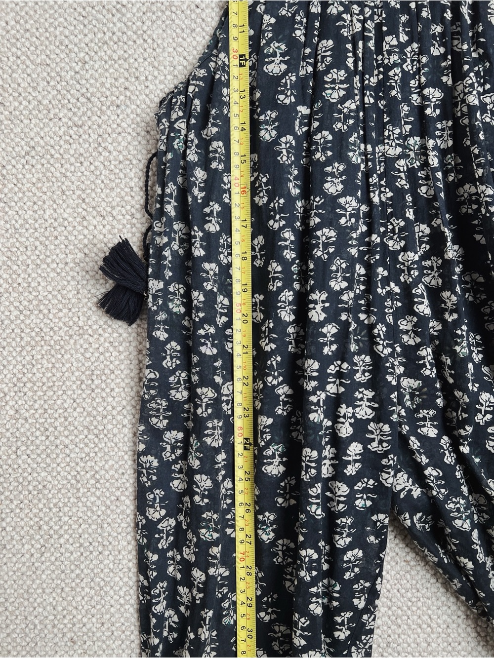 Doen Black Floral Shaanti Block-Print Overalls Jumpsuit | Small - Picture 13 of 15